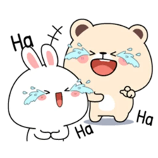 anime, menyenangkan, gambar kawaii, gambar kawaii yang lucu, tuagom puffy bear dan rabbit animation