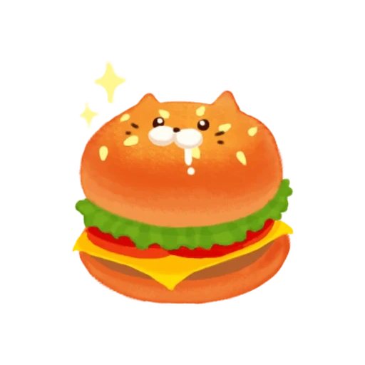 cat burger, sad hamburger, kavai hamburger