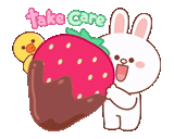line friends, strawberry bunny, morang strawberry, kawai kelinci, rabbit line friends
