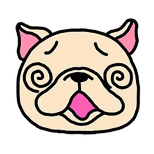 tala, bulldog pug, cartoon de porco, rosto de buldogue bonito pintado, diagrama de focinho de vetor de escoamento