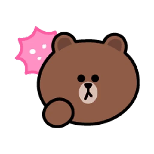 joli, clipart, fends de ligne brune, line friends choko, ours brun ligne