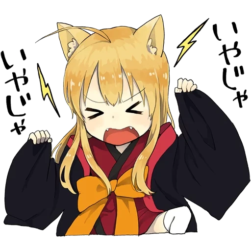chibi, kitsune, anime mädchen, little fox kitsune