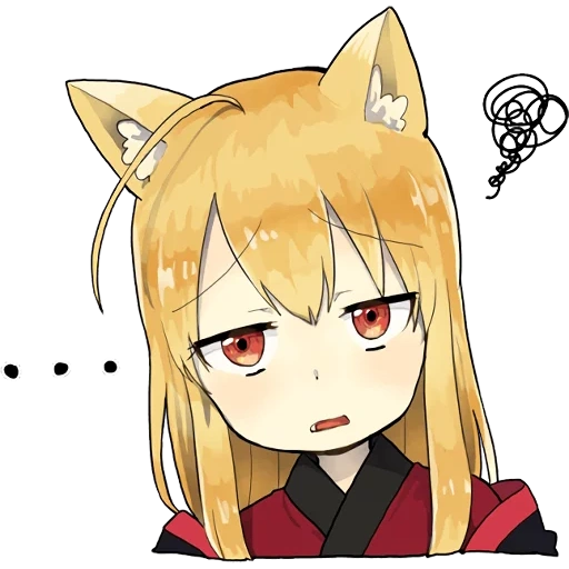 little fox kitsune sticker, anime fox, aufkleber mädchen fuchs, mädchen katze anime, katze anime