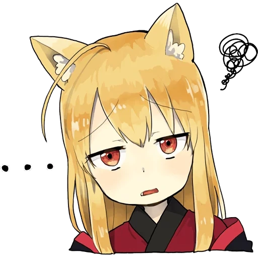 adesivos de kitsune de raposa little, anime raposa, adesivos garotas raposa, garotas gatos anime, gato anime