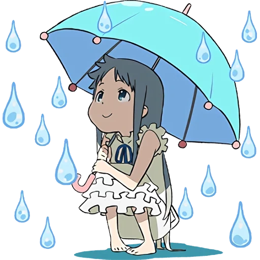 picture, umbrellas, anime umbrella, anime characters, chibi weather child
