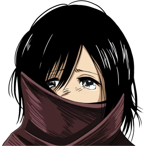 image, mikasa akkerman, le visage de mikas d'un foulard, attaque des titans de mikas, mikasa ackerman avec une écharpe