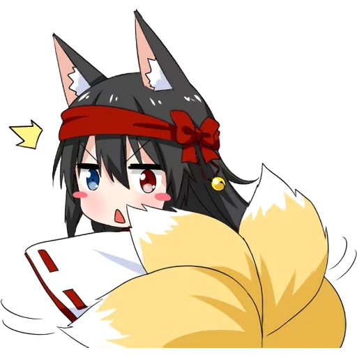 moe kitune, anime neko, anime girl, cartoon character, chibi qingli kaga