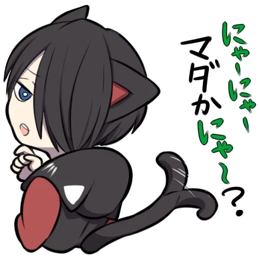 figure, noko akabi, black kitten, personnages d'anime, chibi anime personnages