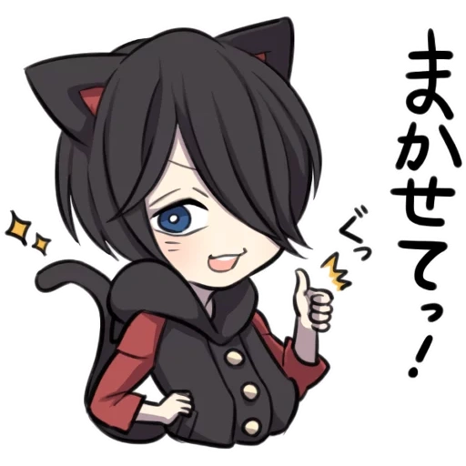 chibi, schwarzes kätzchen, anime charaktere