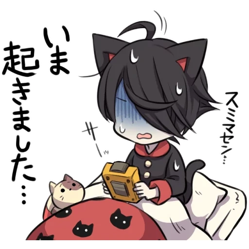 chibi, nako-kun, chibi noko, anime telinga, black kitten