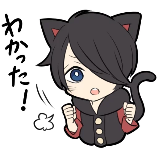 chibi, black kitten, personnages d'anime