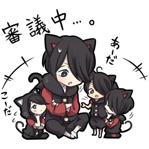 chibi, anime, black kitten, hanako kun chibi