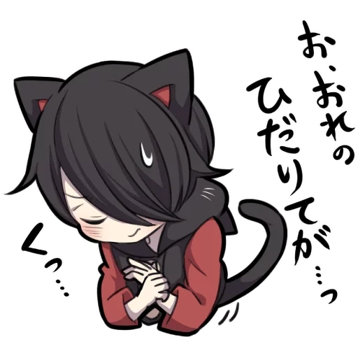 anime, chibi uchiko, black kitten