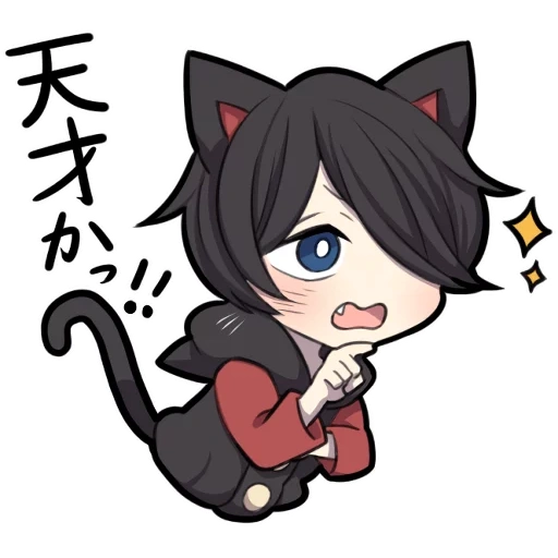 chibi, sin chibi, gatito negro, personajes de anime