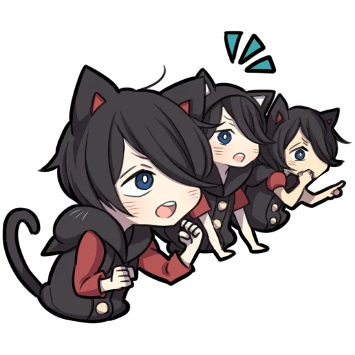 chibi, chibiki, black kitten, chibi characters anime