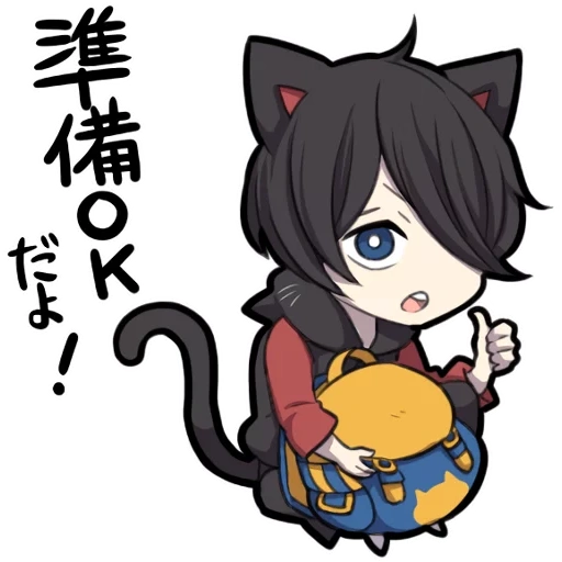 chibi, chibi beberapa, anak kucing hitam, anime karakter chibi