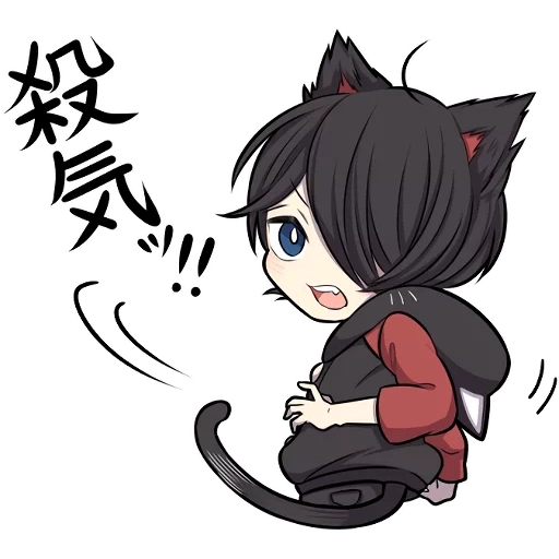 chibi, imagen, sin chibi, gatito negro, anime de personajes chibi