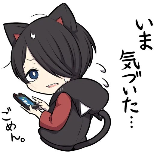 chibi, picture, no chibi, black kitten, chibi characters anime