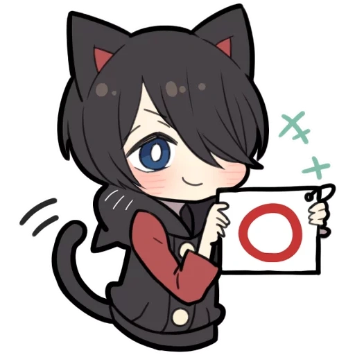 chibi, chibi noko, black kitten, karakter anime