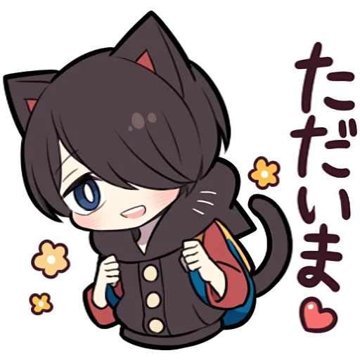 chibi, anime, black kitten, anime charaktere, menhra changchibi