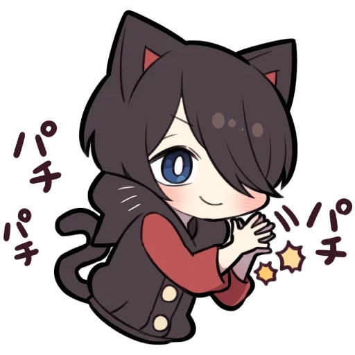 chibi, anime, anime chibi, black kitten, tokoh tebing merah