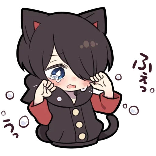 anime, chibi noko, black kitten, tokoh tebing merah, karakter anime