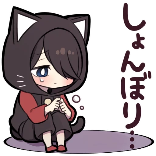 red cliff, animation, black kitten, red cliff character, menhera chang chibi