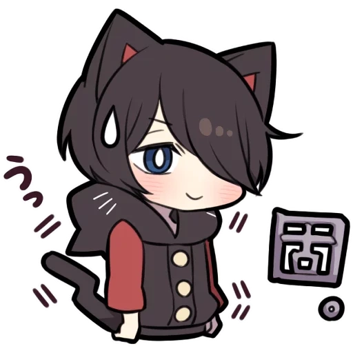 chibi, anime, chibi noko, black kitten, tokoh tebing merah