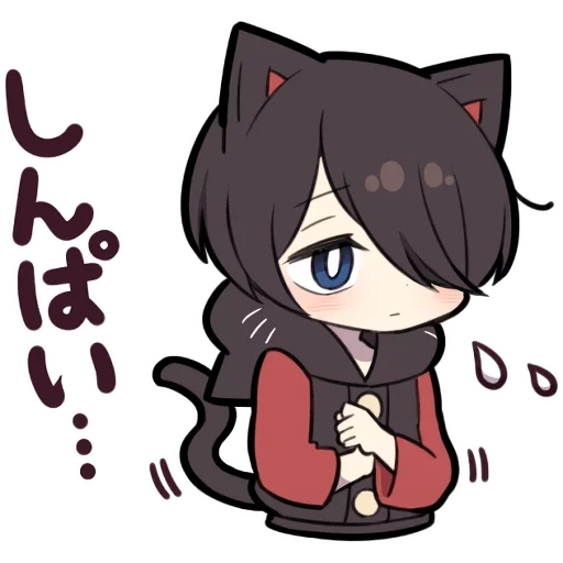 red cliff, animation, black kitten, red cliff character, menhera chang chibi