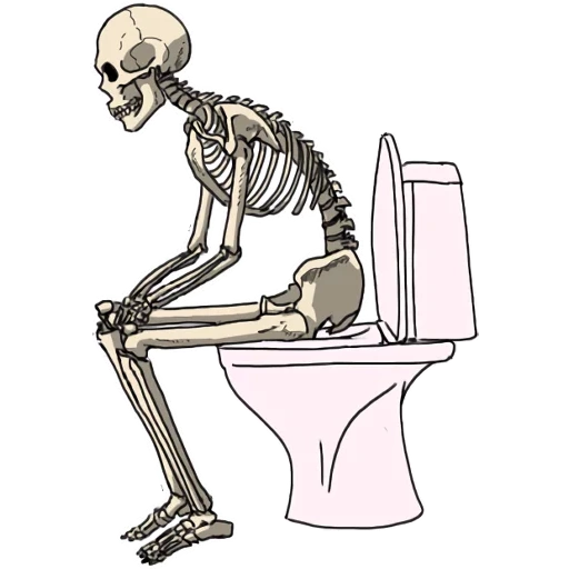 das skelett, das skelett der toilette, aufgrund von krankheit und krankheit