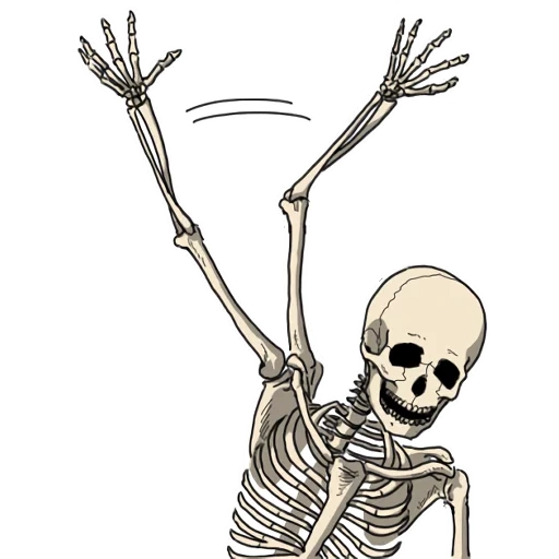 das skelett, skelettskizze, zeichnung des skeletts, aufkleber mit skelett