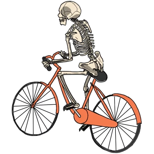 radfahren, skeleton bike, fahrrad fahrrad, illustrationen zu fahrrädern, menschliches skelett fahrrad