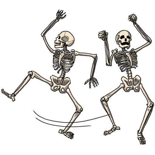 das muster des skeletts, the skeleton dance, interessante skelette, the dancing skeleton, skeleton skizze für den tanz