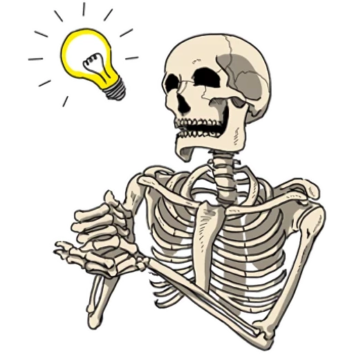 das skelett, bob skull, aufkleber mit skelett, totenkopf cartoon
