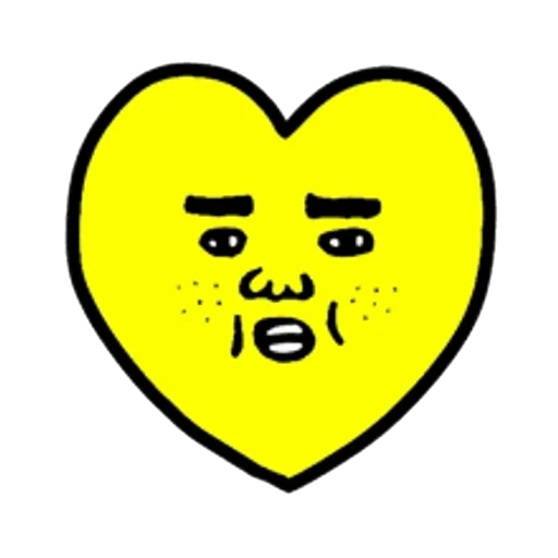 children, bt21 expression, smiley face icon, yellow heart, heart-shaped icon