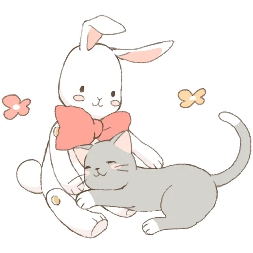 кошка, милый кролик, nfprincessddlg, милая мышь рисунок, machiko rabbit blush