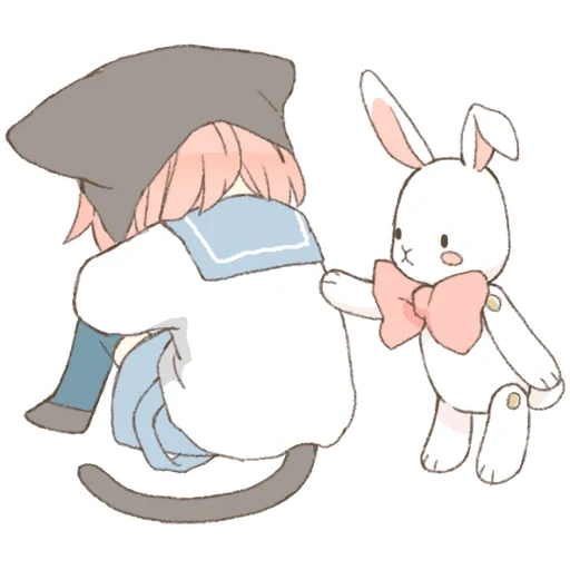 petit lapin, lapin, figure, art de l'anime, personnages d'anime