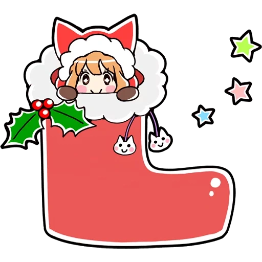 clipart, new year, new year's sock, merry christmas hello kitty, new year's toe of gifts in english
