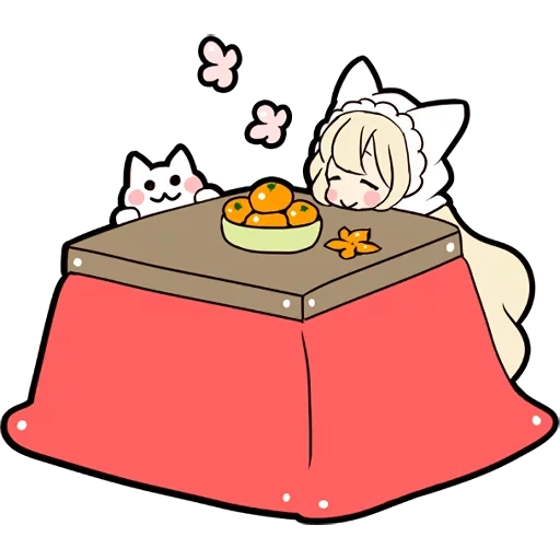 cat, oda, kotatsu kat, oda xianzi, gatinho