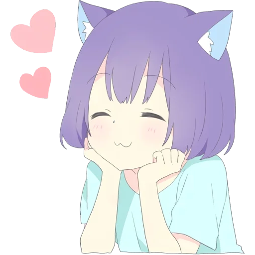 catgirl, lovely cartoon, noko emoji, nico animation art, lovely anime day