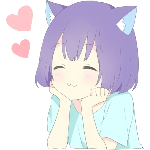 catgirl, anime mignon, emoticône noko, nico anime art, journée d'anime mignonne