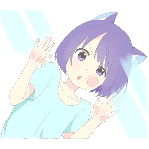 dia, catgirl, animação neko, imagem de anime, catgirl stick finger