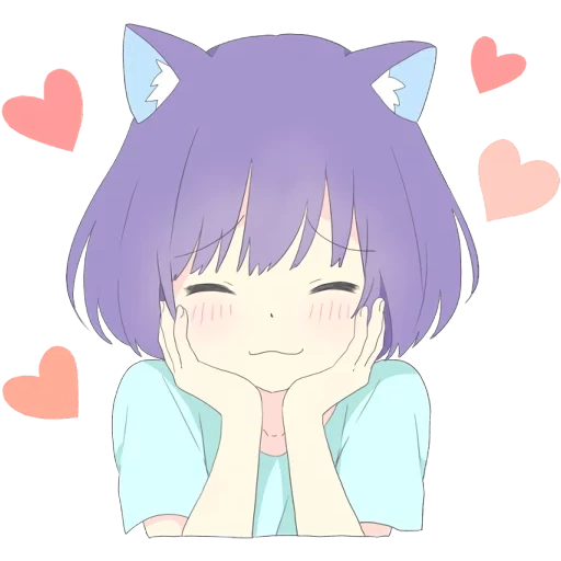 figure, catgirl, noko emoji, cartoon cute, lovely anime day