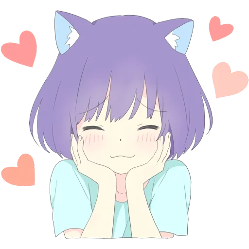 figure, catgirl, emoticône noko, anime mignon, journée d'anime mignonne