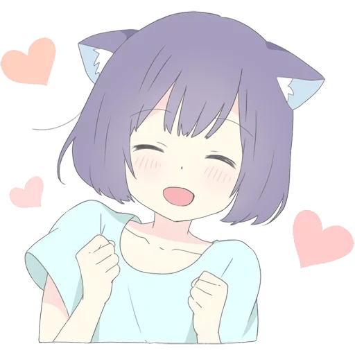 catgirl, la figura, carino anime, emoticon di noko, carino giorno anime