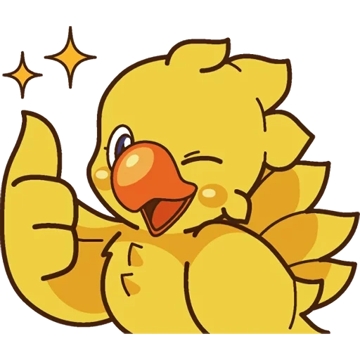 chocobo, karakter, chokobo emoji, saidak pokemon, stiker chokobo