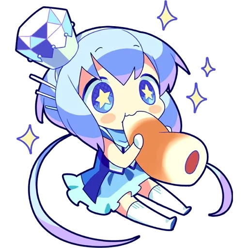 red cliff, remchibi, aoki lapis, cartoon character, red cliff girl with blue hair