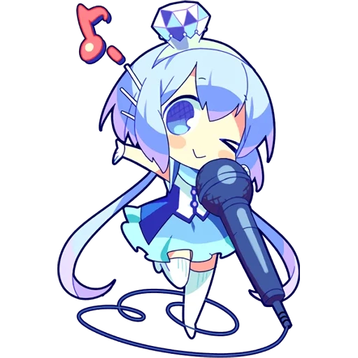 chibi, rem chibi, sanqu chibi, o primeiro som é lindo, cabelo azul da menina chibi