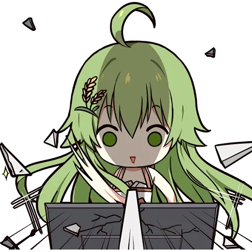 per, anime carino, enkidu crede a chibi, dong jinmi-hime, icona anime verde