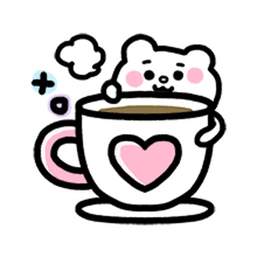 kopi, kawaii, kopi kitty, gambar lucu, kawaii mewarnai kopi